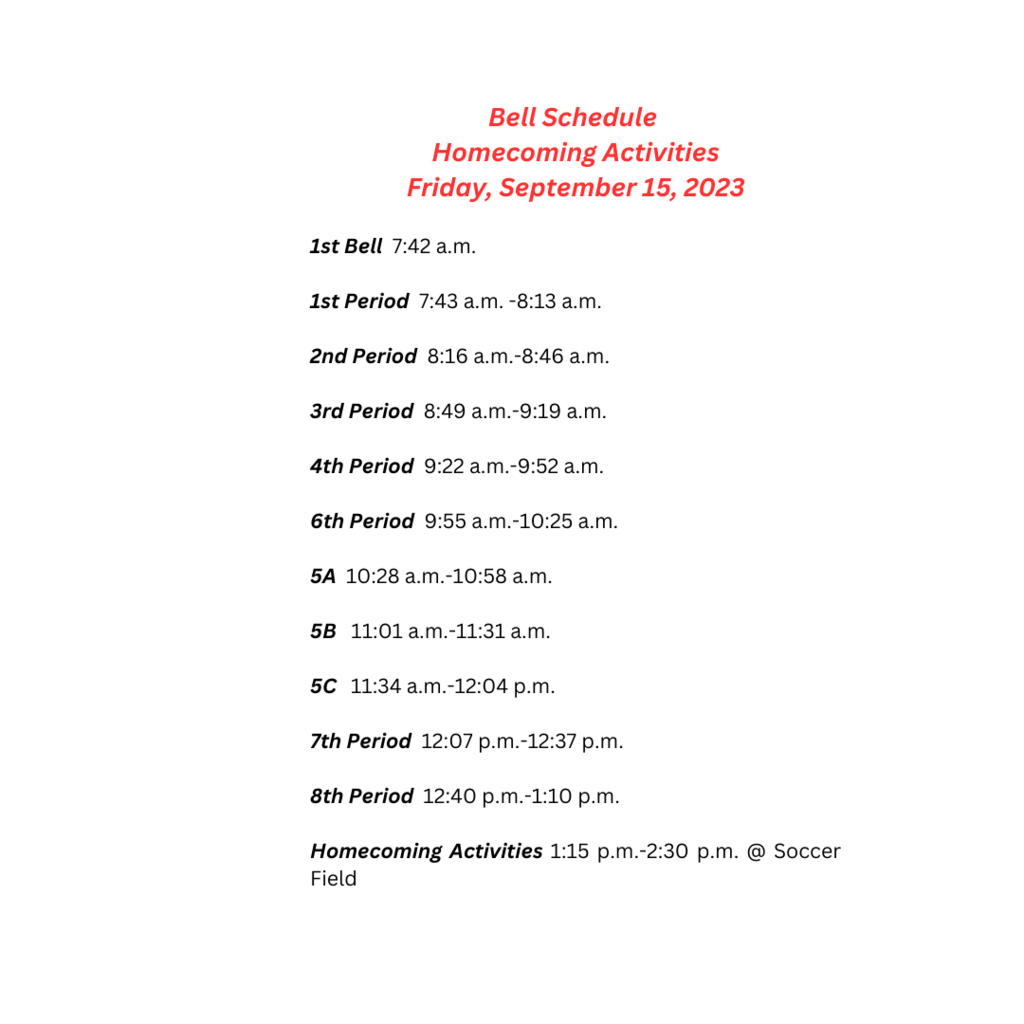 HOCO Bell Schedules